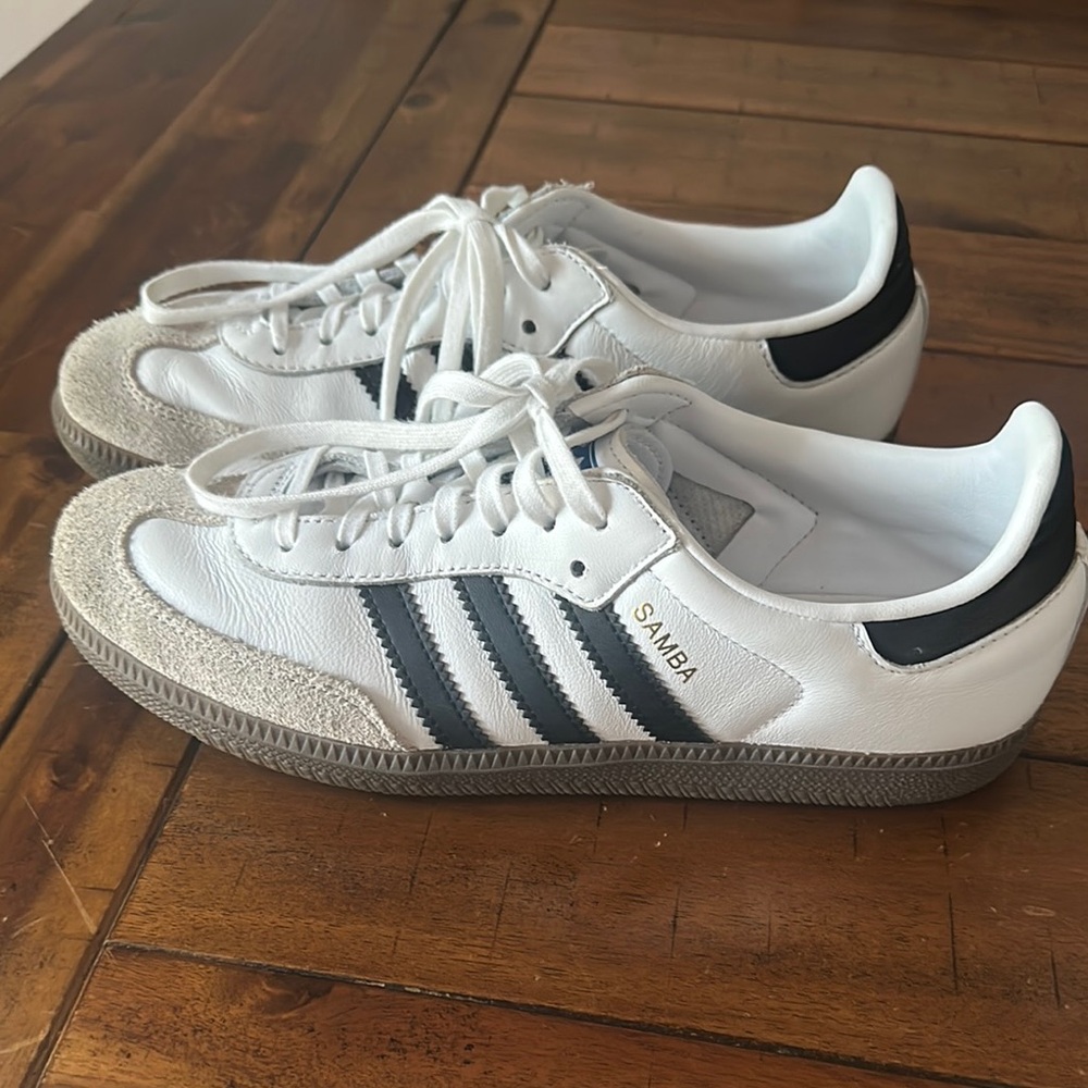 Adidas Samba White and Black Trainers 6.5